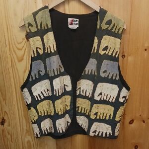 Kaktus Multicolor Elephant Print Vest Vintage